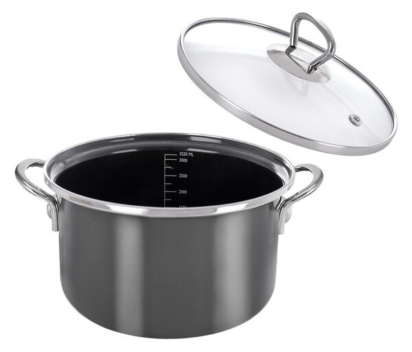 Pentola in smalto con coperchio incluso 3,25 l Metalic – Orion