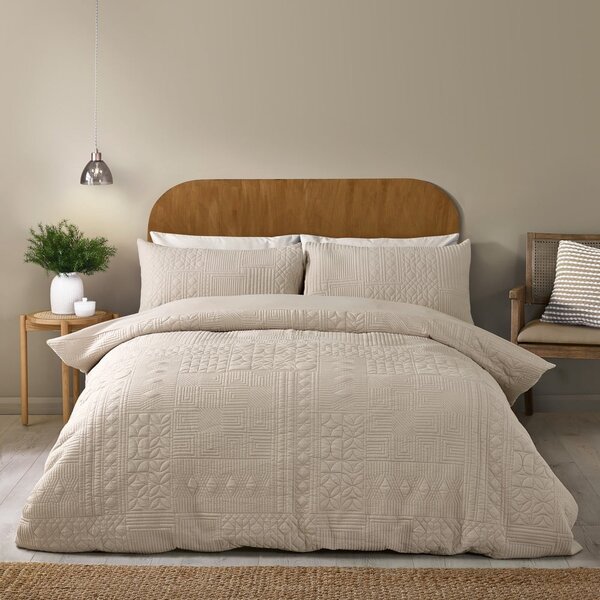 Set copripiumino e federa beige per letto matrimoniale 200x200 cm Folkstone Geo – Catherine Lansfield
