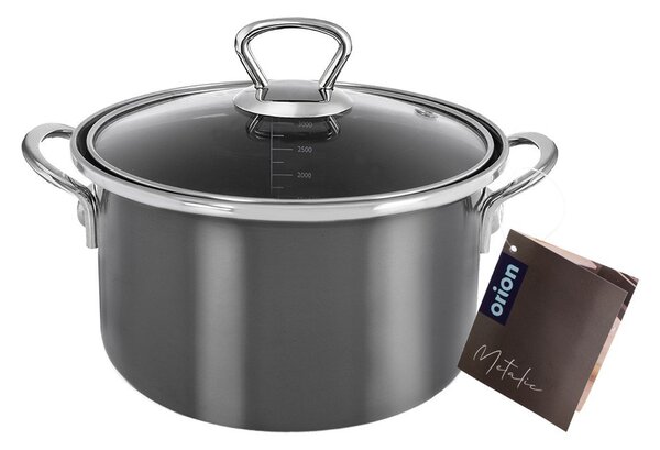 Pentola in smalto con coperchio incluso 3,25 l Metalic – Orion