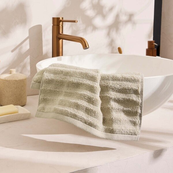 Asciugamano tipo terry beige in cotone 30x50 cm Maya – douceur d'intérieur