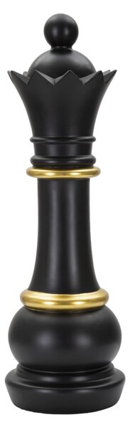Regina da Scacchi 15x50x15 cm in Poliresina Nero/Oro