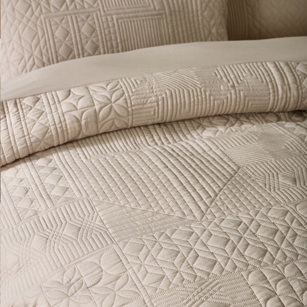 Set copripiumino e federa beige per letto matrimoniale 200x200 cm Folkstone Geo – Catherine Lansfield
