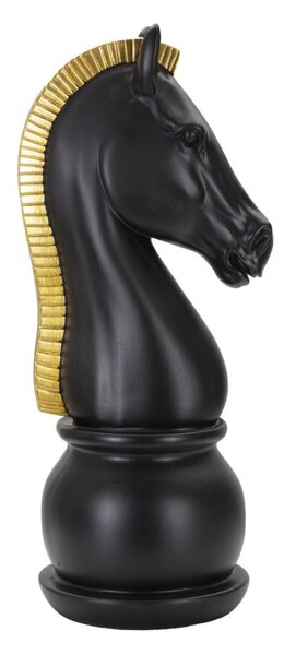 Cavallo da Scacchi 18,5x50x18,5 cm in Poliresina Nero/Oro