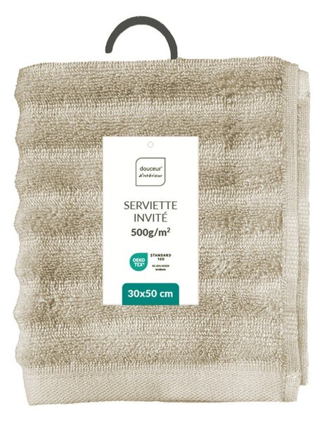 Asciugamano tipo terry beige in cotone 30x50 cm Maya – douceur d'intérieur