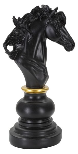 Cavallo da Scacchi 14x27x11 cm in Poliresina Nero/Oro