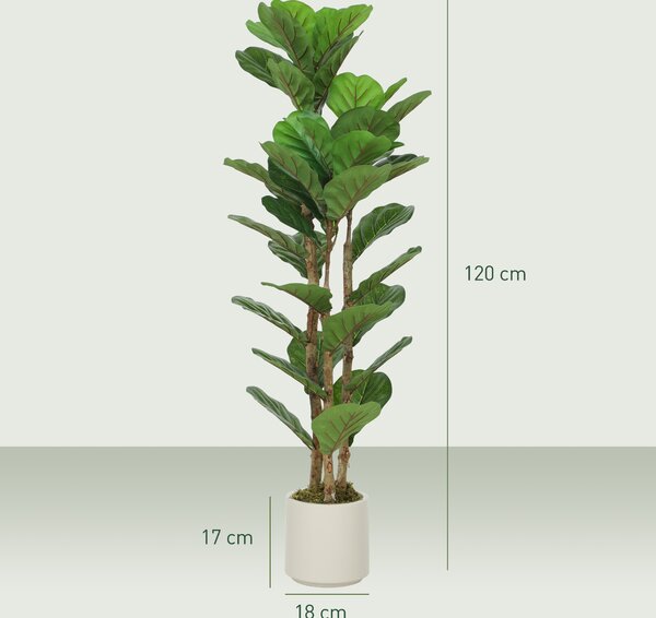 HOMCOM Pianta artificiale da interno fico a foglia di violino con vaso, 120 cm, verde | Aosom Italy