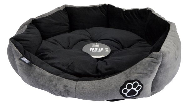 Cuccia grigia in camoscio per cane ø 50 cm Flakes – Love Story