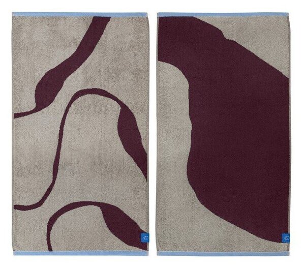 Set di asciugamani tipo terry burgundy/greige in cotone organico 2 pz 40x55 cm Nova Arte – Mette Ditmer Denmark