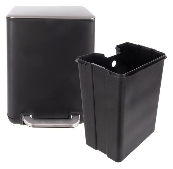 Cestino per la spazzatura nero in acciaio inox con pedale 6 l Black – Orion