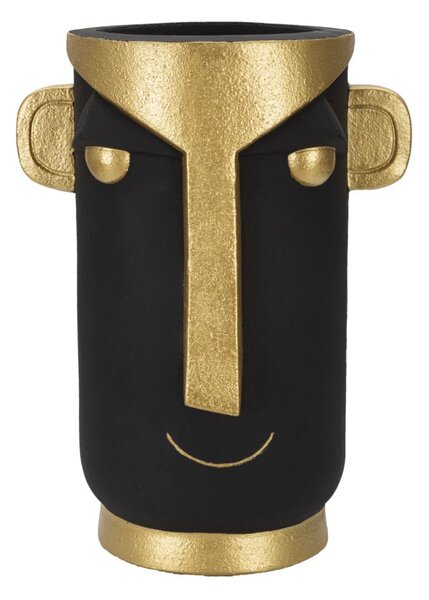 Vaso Tribal 30x40x23,5 cm in Poliresina Nero/Oro