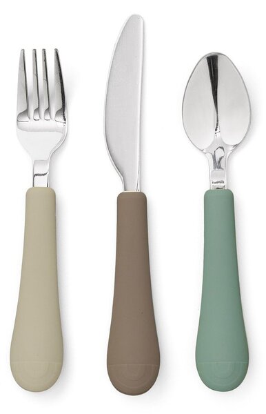 Posate per bambini marrone/beige in silicone 3 pz Olive Mix – Cam Cam Copenhagen