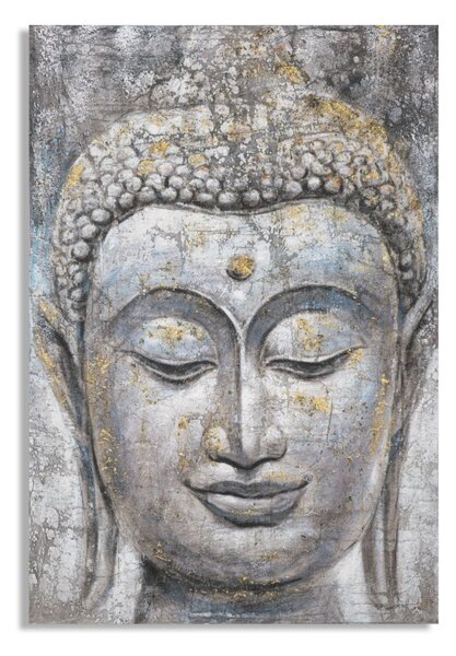Dipinto su Tela Face Buddha Light 80x120x3 cm Cornice in Legno di Pino Multicolor