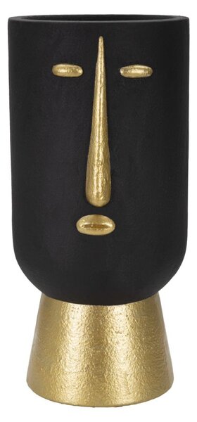 Vaso Tribal 21x45x21 cm in Poliresina Nero/Oro
