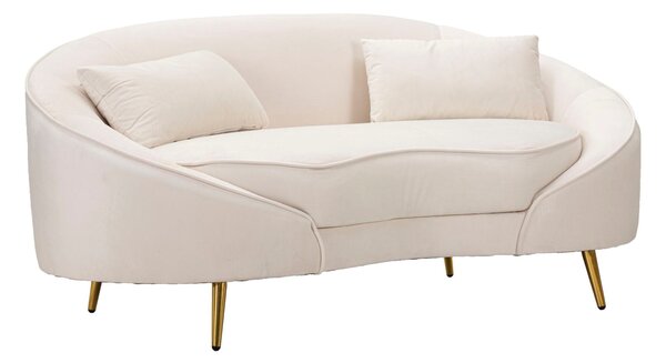 Divanetto 2 Posti Oslo con Cuscini 148x68x84 cm in Poliestere Crema/Oro