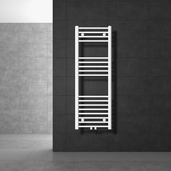 LuxeBath radiatore per bagno Sahara, 400x1200 mm, bianco, diritto con attacco centrale, senza elemento riscaldante
