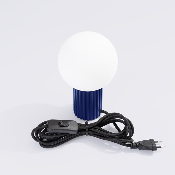 Lampada da tavolo blu scuro con paralume in vetro (altezza totale 19 cm) Orbital – Sollux