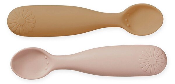 Set di cucchiai da bambini color salmone/giallo chiaro in silicone 2 pz Coral Mix – Cam Cam Copenhagen