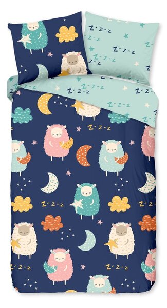 Set copripiumino e federa da bambini blu in cotone per letto singolo ed esteso 140x220 cm Sheep – Good Morning