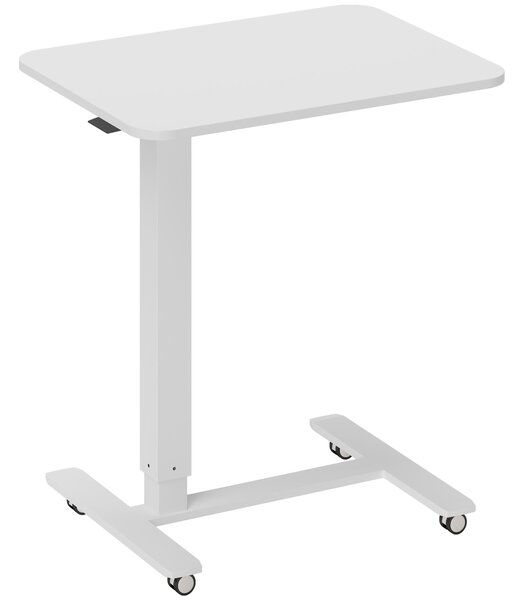 HOMCOM Scrivania a C regolabile in altezza con 4 ruote, 65x48x73-110 cm, bianco | Aosom Italy