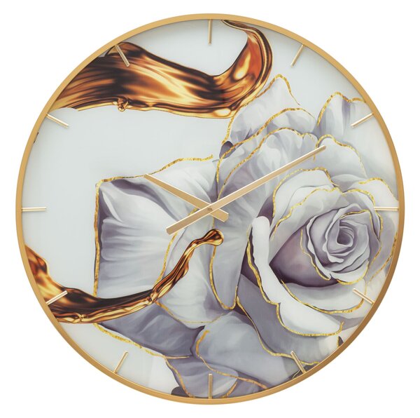 Orologio da Parete Rose 5x60x5 cm in Vetro MDF e Metallo Multicolor