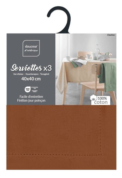 Set di tovaglioli in tessuto 3 pz 40x40 cm Charline – douceur d'intérieur