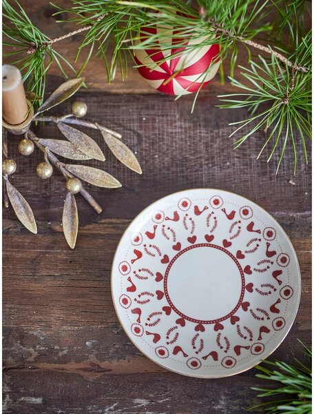 Piatto da dolce color crema in gres a tema natalizio ø 16 cm Jolly – Bloomingville