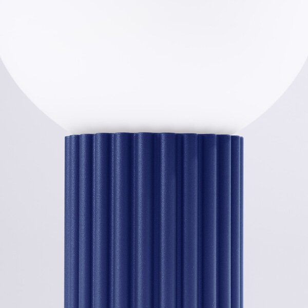 Lampada da tavolo blu scuro con paralume in vetro (altezza totale 19 cm) Orbital – Sollux