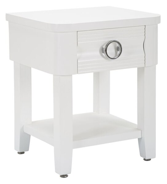 Comodino Shine 45x54x40 cm in Legno MDF e Metallo Bianco