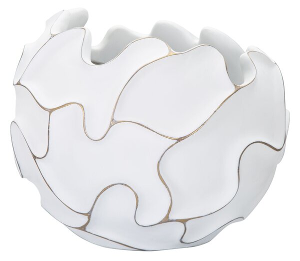 Vaso Gaspeau Lines 44x37x44 cm in Poliresina Bianco