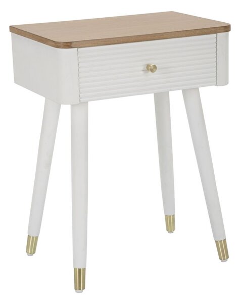 Comodino Matera 45x62x32 cm in Legno MDF e Ferro Bianco/Marrone