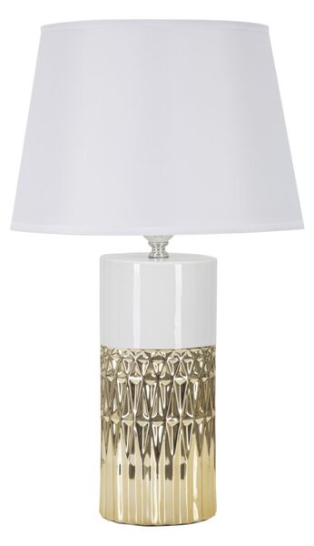 Lampada da Tavolo Glam Elegant 30x48,5x30 cm in Ceramica Bianco/Oro