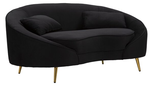 Divanetto 2 Posti Oslo con Cuscini Nero 148x68x84 cm in Poliestere Nero/Oro