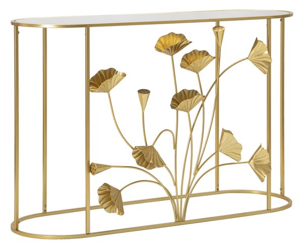 Console Fissa Flow 120x80x40 cm in Ferro e MDF Oro