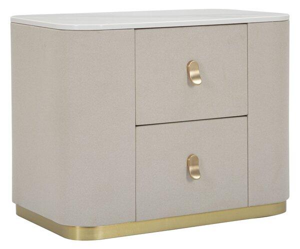 Comodino Beauty 60x47x40 cm in Legno MDF e Metallo Crema/Oro
