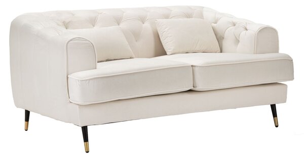 Divanetto 2 Posti Praga 146x71x86 cm in Poliestere Crema/Oro