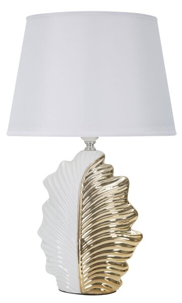 Lampada da Tavolo Glam Leaf 30x47,5x30 cm in Ceramica Bianco/Oro