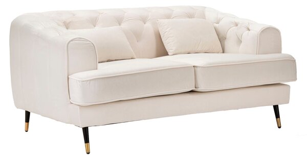 Divanetto 2 Posti Praga 146x71x86 cm in Poliestere Crema/Oro