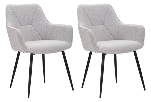 Set 2 Sedie Vicenza 58x85,5x63 cm in Tessuto Grigio/Nero