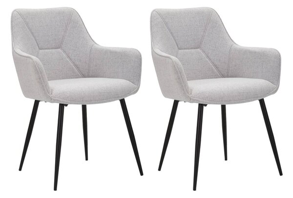Set 2 Sedie Vicenza 58x85,5x63 cm in Tessuto Grigio/Nero