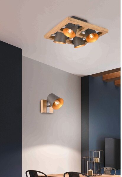 Faretto in colore grigio scuro-naturale Bell - Trio