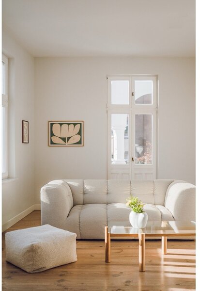 Tavolino da salotto di colore naturale con piano in vetro 55x105 cm Kob – noo.ma