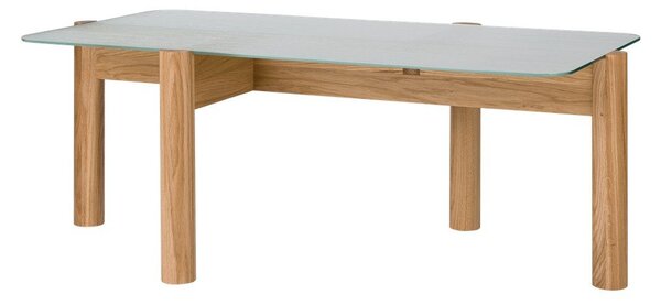 Tavolino da salotto di colore naturale con piano in vetro 55x105 cm Kob – noo.ma