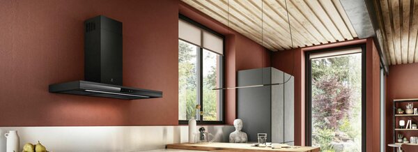 Elica Cappa Cucina Aspirante / Filtrante a Parete Larghezza 90 cm Profondit 46 cm colore Nero - ADELE BL MAT/A/90