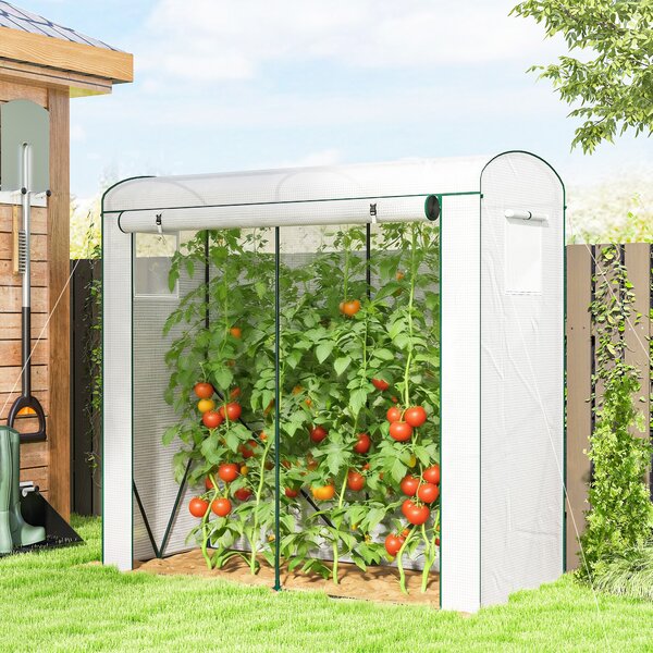 Outsunny Serra in telo con finestre a rete e porta avvolgibile, 200x75x188 cm, bianco | Aosom Italy
