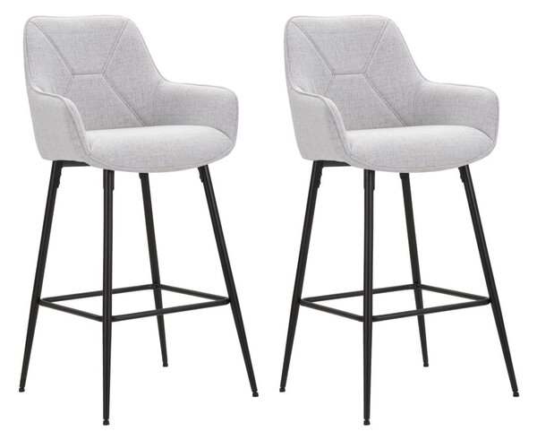 Set 2 Sgabelli Bar 55x109x55 cm in Tessuto Grigio/Nero