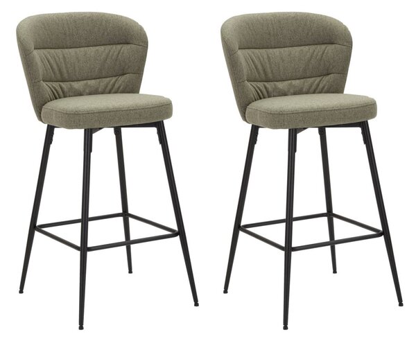 Set 2 Sgabelli Bar Losanna 52x108x59 cm in Tessuto Verde/Nero