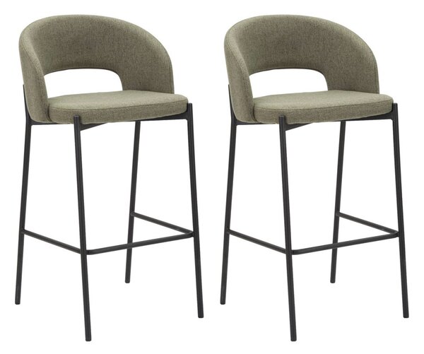 Set 2 Sgabelli Bar Helsinki 50x99x52 cm in Tessuto Verde/Nero