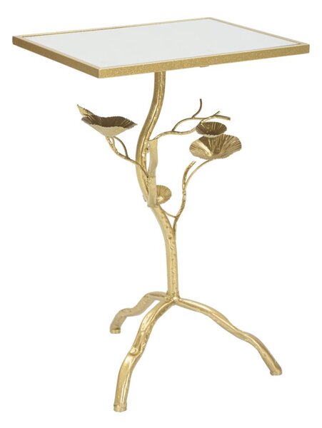 Tavolino Tisty 40x60x30 cm in Ferro e MDF Oro
