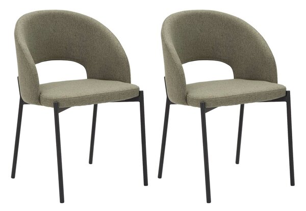 Set 2 Sedie Helsinki 51x80x53 cm in Tessuto Verde/Nero
