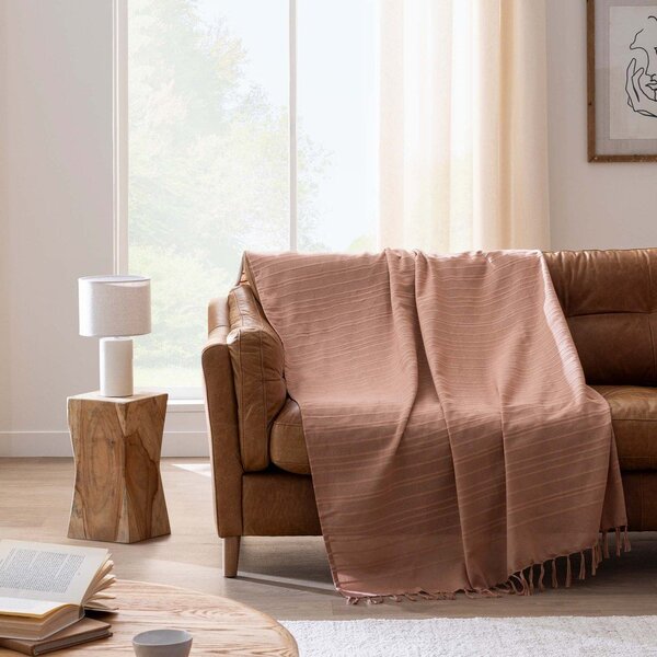 Copriletto color terracotta in cotone 125x150 cm Lilia – douceur d'intérieur